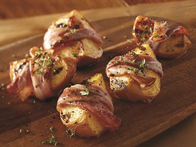 Grilled Peaches Wrapped in Bacon