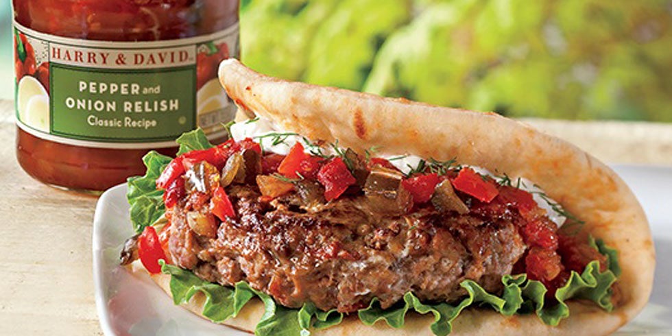 Lamb Burgers with Pepper and Onion Relish