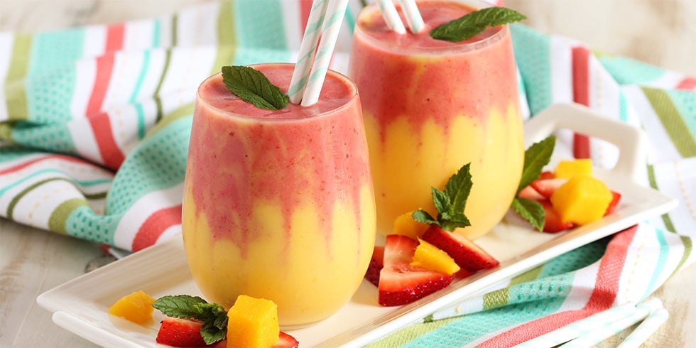 Mango Strawberry Smoothie with Fresh Ginger