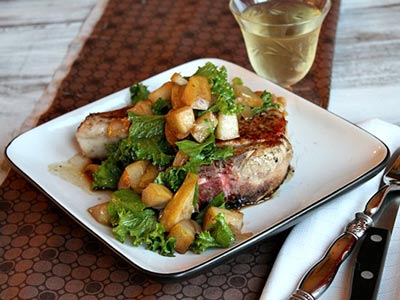 Pan Seared Pork Chops with Pear Mostarda