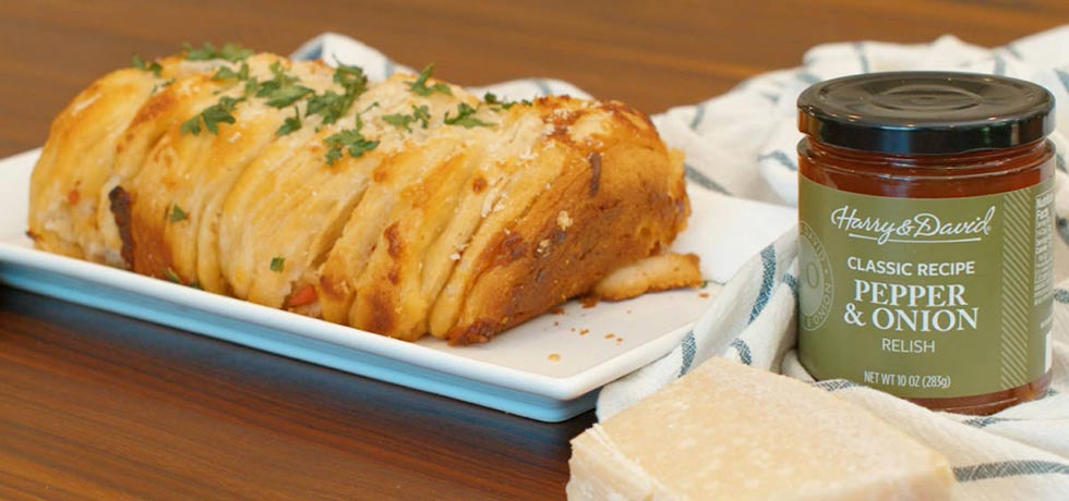 Pepper and Onion Relish Pull Apart Bread