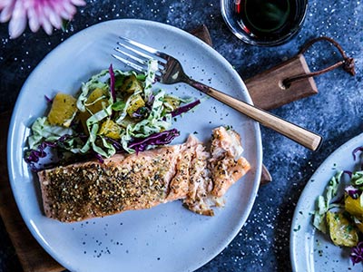 Cuban Roasted Salmon with HoneyBell Slaw
